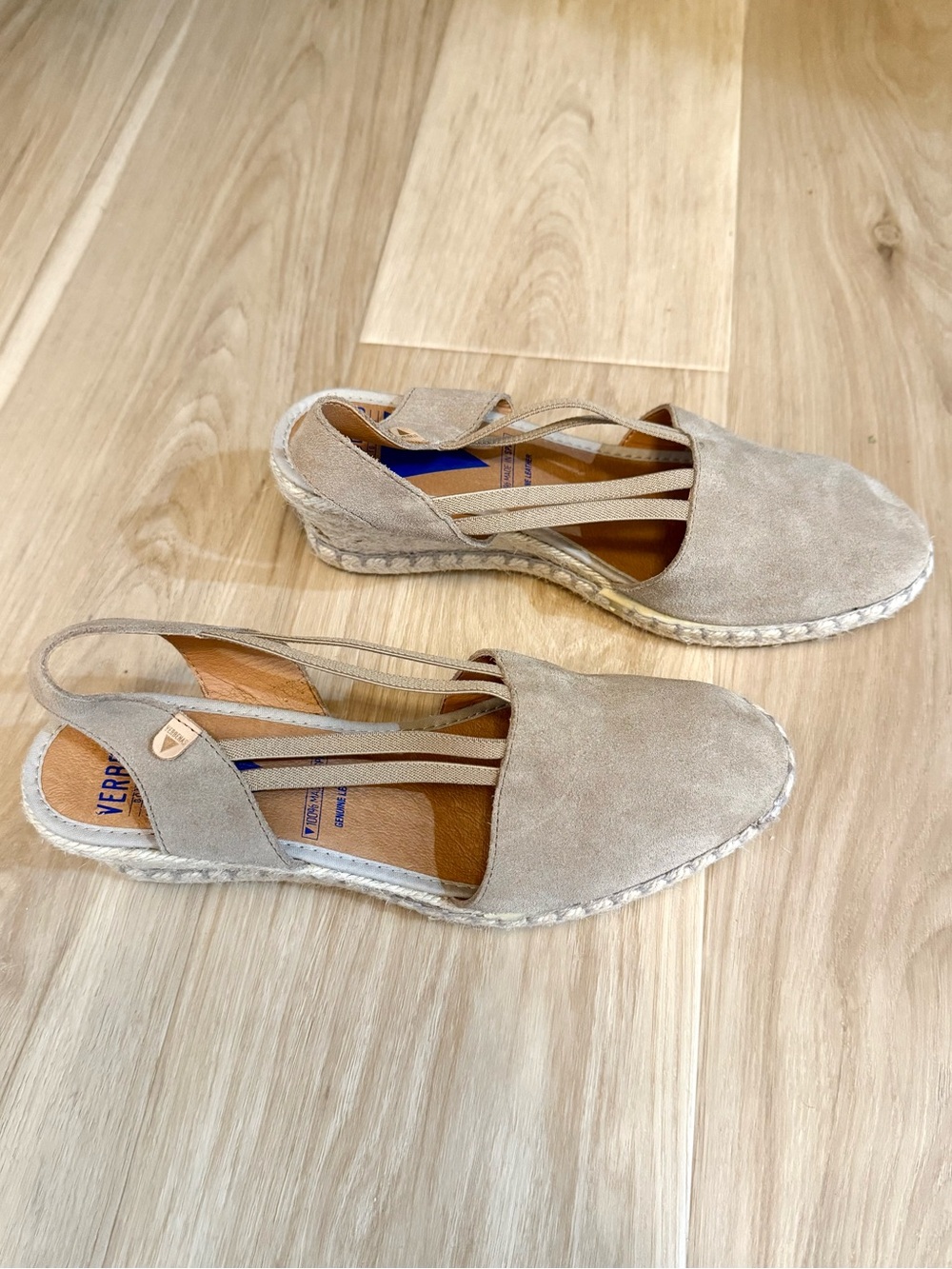 Verbenas Maika Serraje Piedra Suede Espadrille Wedges EU 40 US 9 - 9.5